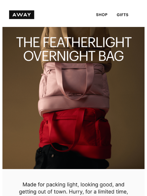 awaytravel newsletter: Upgrade your overnight bag with Featherlight