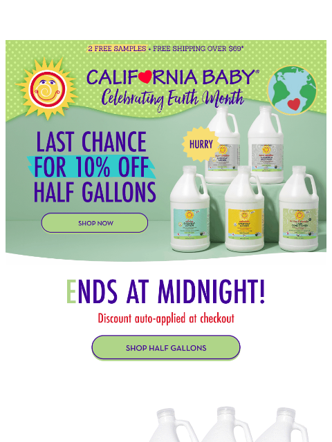 californiababy newsletter: Final Hours - Earth Day Sale Ends Tonight 🚨