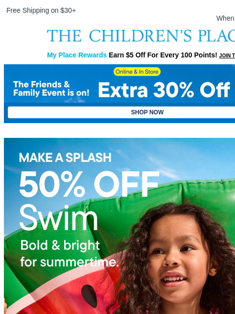 childrensplace newsletter: Your Weekend Poolside Deal: 50% Off