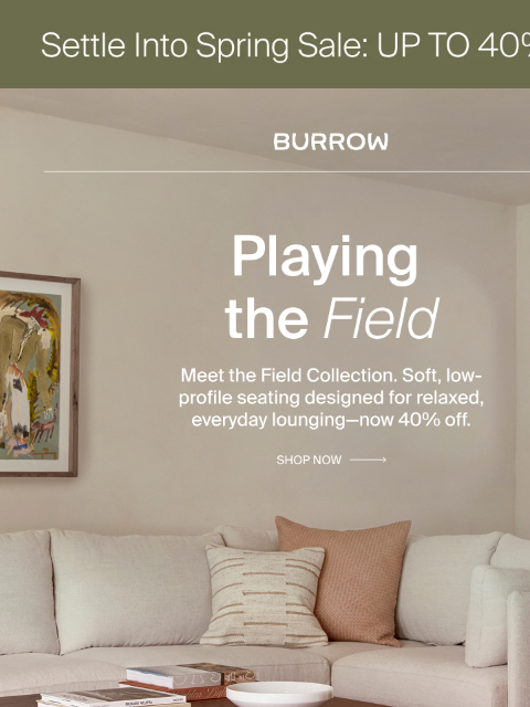 burrow newsletter: The Field Collection, now 40% off