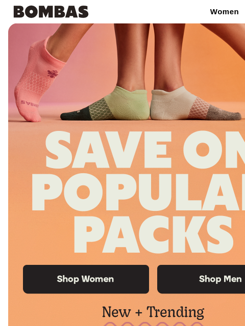 bombas newsletter: Up to 20% Off Trending Packs
