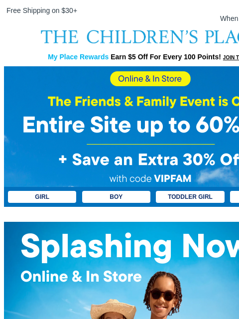 childrensplace newsletter: Get Up to 60% + Extra 30% OFF This Weekend!