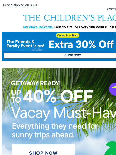 childrensplace newsletter: Your Vacay Packing Checklist 🌴📋