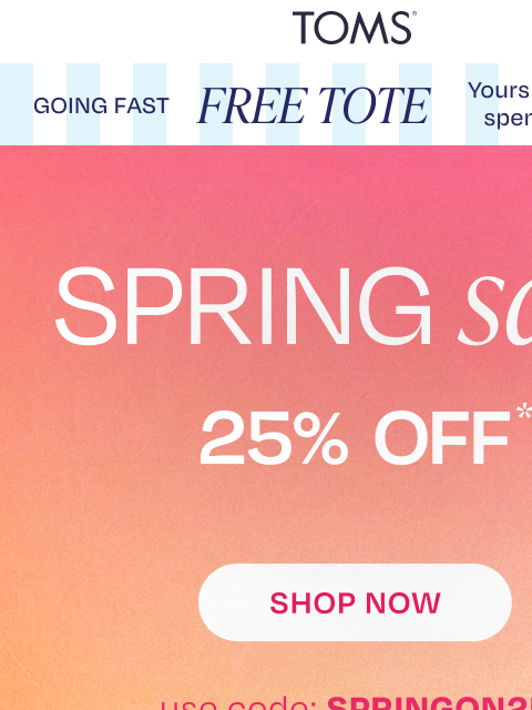 toms newsletter: A Dreamy 25% Off Just For You