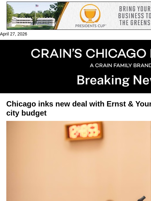 crainalerts newsletter: City inks new deal with E&Y to scope out budget sa...