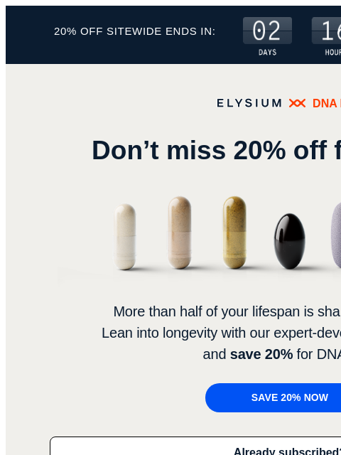 elysiumhealth newsletter: There’s still time for DNA Day savings 🧬