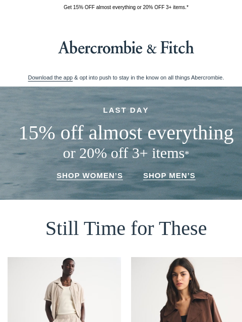 abercrombie newsletter: ALMOST OVER