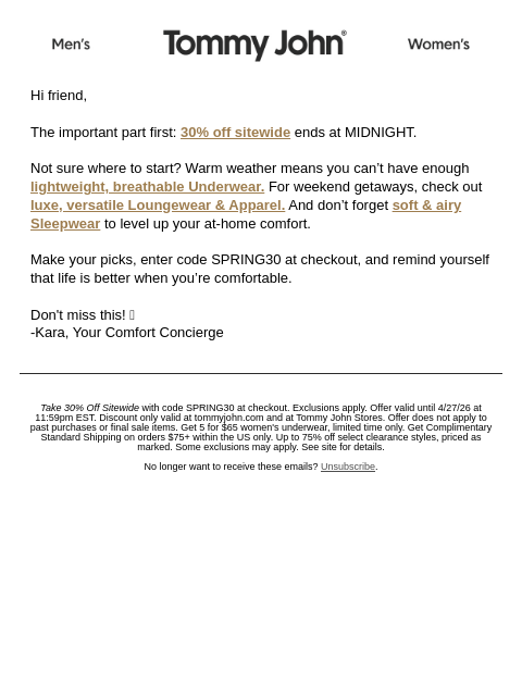 tommyjohn newsletter: Ends At Midnight 👉 30% Off