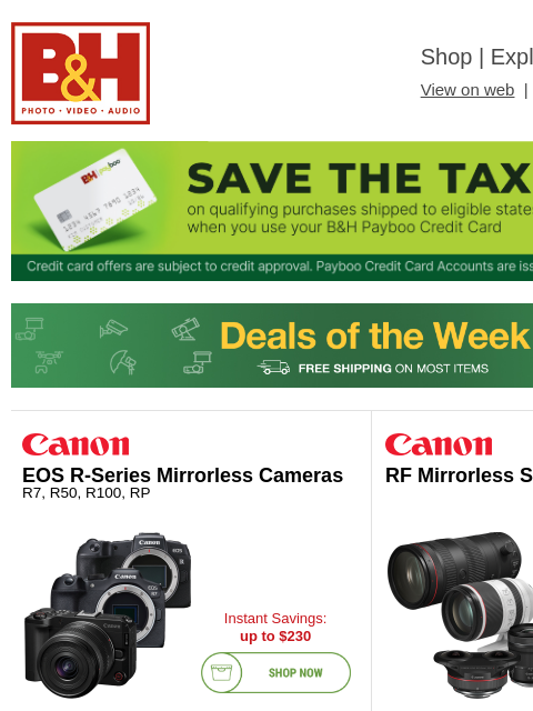bhphotovideo newsletter: New Deals from Canon, Nikon, OM System, Fujifilm, ...