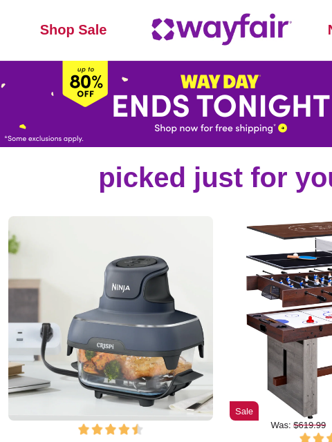 wayfair newsletter: AIR FRYERS 🚩 📆 LESS THAN 24 HOURS 🚩 WAY DAY 📆 ...