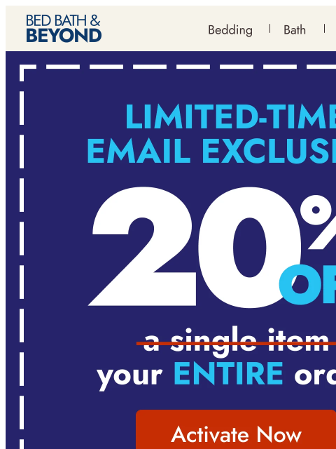 bedbathandbeyond newsletter: Your 20% off expires tonight!