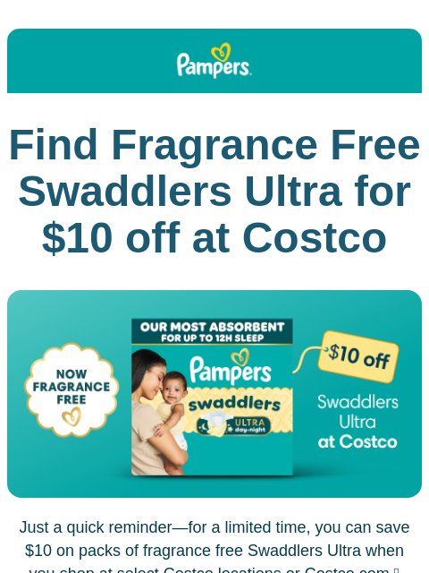 pampers newsletter: Swaddlers Ultra is Fragrance Free!