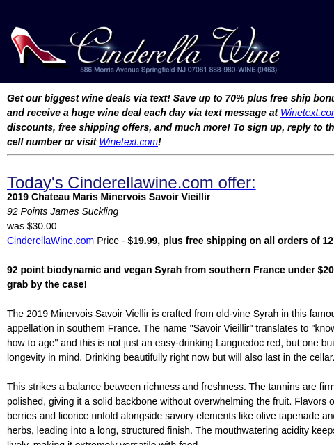 winelibrary newsletter: 2019 Chateau Maris Minervois Savoir Vieillir (92 J...