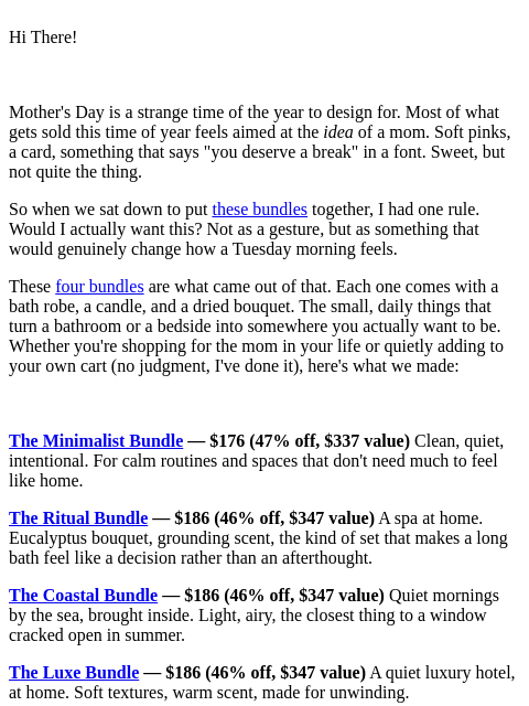 italic newsletter: Mother's Day, from one mom to another