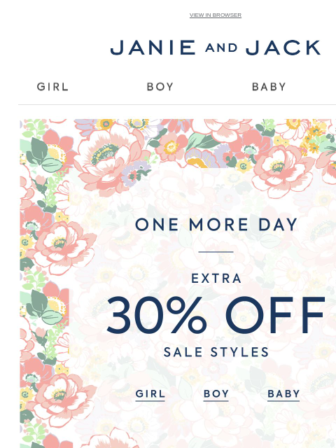 janieandjack newsletter: Back for a limited time: extra 30% off
