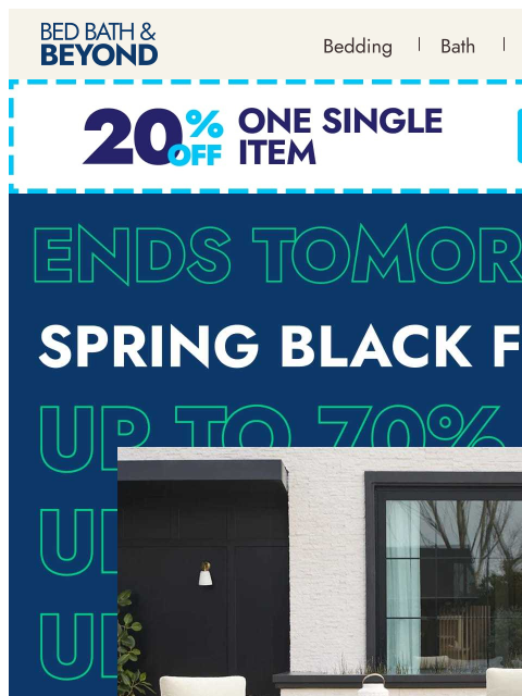bedbathandbeyond newsletter: Ends tomorrow: up to 70% off