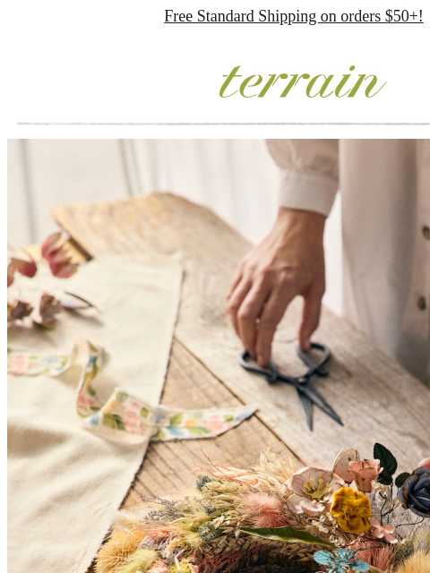shopterrain newsletter: Floral wreaths mom can make her own