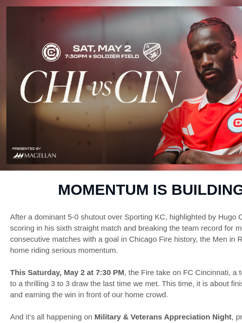 chicagofirefc newsletter: Keep the Momentum Rolling This Saturday
