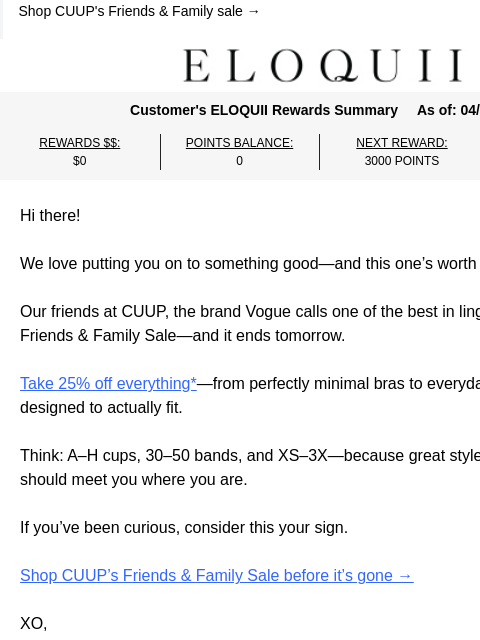 eloquii newsletter: Vogue’s Favorite Bra—25% Off (Ends Tomorrow)