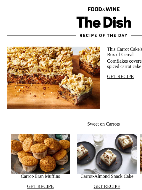 foodandwine newsletter: Carrot Crunch Cake
