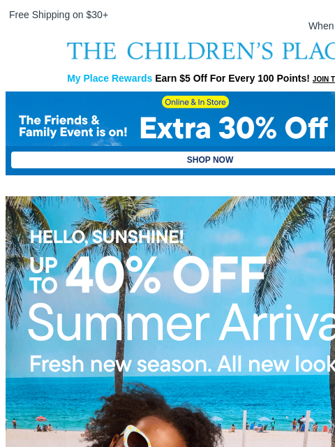 childrensplace newsletter: Who's Ready to Stock Up for Summer?! 😎