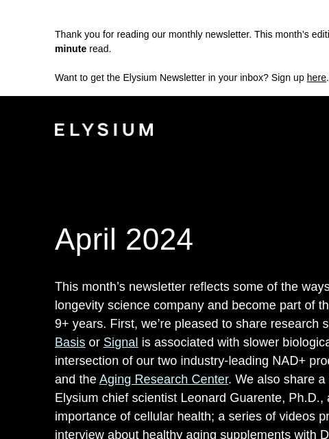 Plus, Basis and biological age, stories from our Basis users, and more. Thank you for reading our monthly newsletter. This month's edition is 1230 words, about a 5-minute read. Want to get the