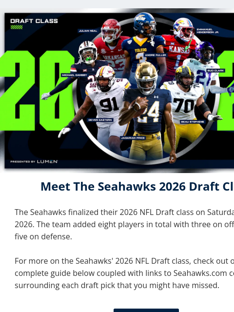 seahawksemail newsletter: Meet The Seahawks 2026 Draft Class