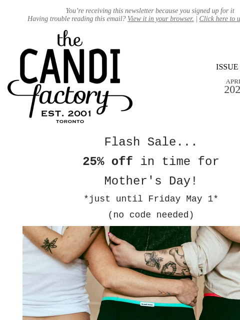 createsend7 newsletter: 25% off for Mother’s Day!