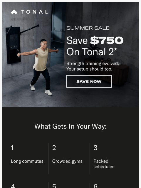 tonal newsletter: Save $750 on the future of fitness