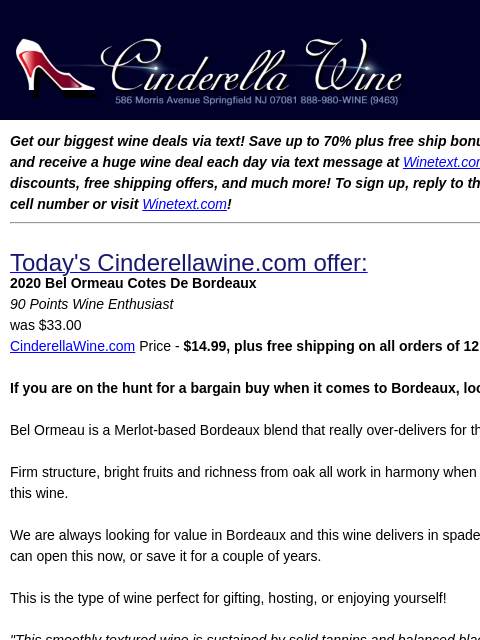 winelibrary newsletter: 2020 Bel Ormeau Cotes De Bordeaux (90 WE) Free Shi...