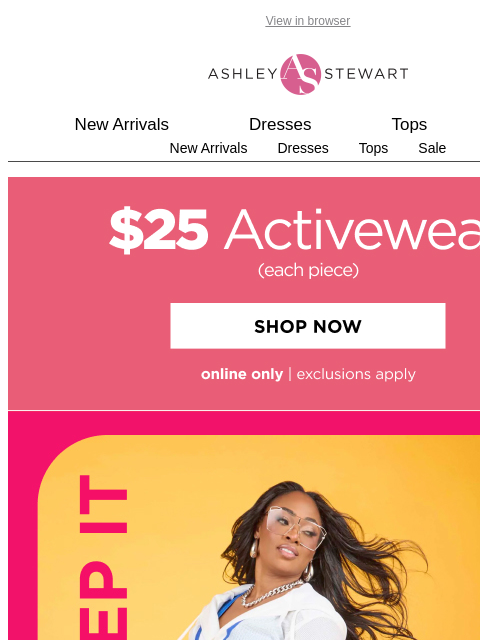 ashleystewart newsletter: Keep it moving in new active sets!