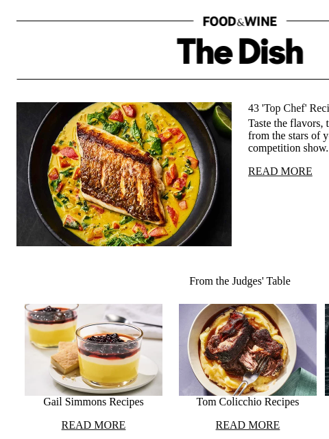 foodandwine newsletter: 43 'Top Chef' Recipes to Add to Your Rotation