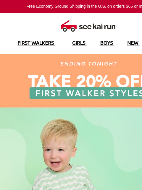 seekairun newsletter: Last Chance, 20% Off First Walker Styles