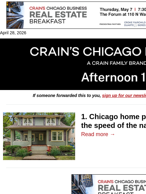 crainalerts newsletter: Home prices keep defying national market