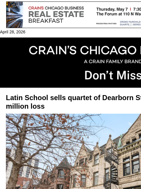 crainalerts newsletter: Latin School sells Dearborn Street homes at $1.2M ...