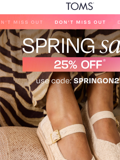 toms newsletter: Only a Few Hours Left for 25% Off