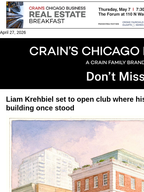 crainalerts newsletter: River North social club eyes fall opening
