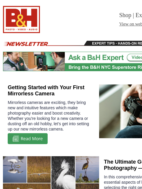 bhphotovideo newsletter: Mirrorless Camera Intro, Bird Photography Guide, B...