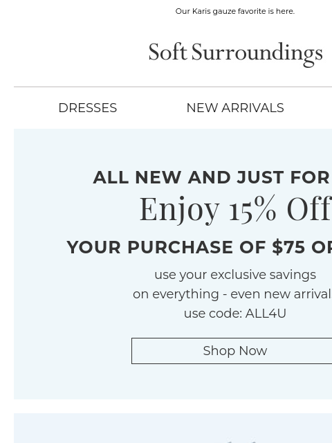 softsurroundings newsletter: The Dress You’ll Live in All Summer