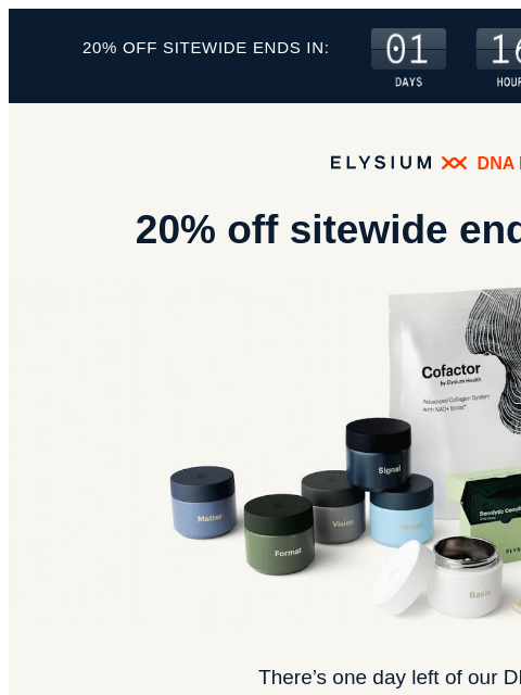 elysiumhealth newsletter: DNA Day savings end tomorrow!