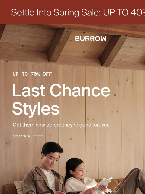 burrow newsletter: Your last chance at 70% off