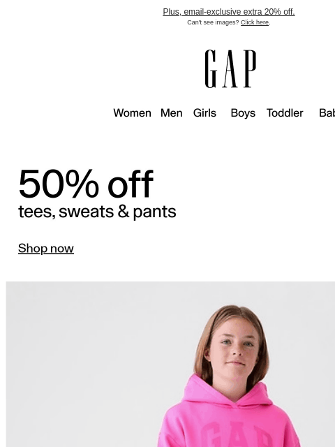 gap newsletter: Introducing our easiest outfits — now 50% off