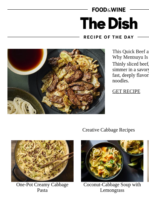 foodandwine newsletter: Japanese Beef and Cabbage