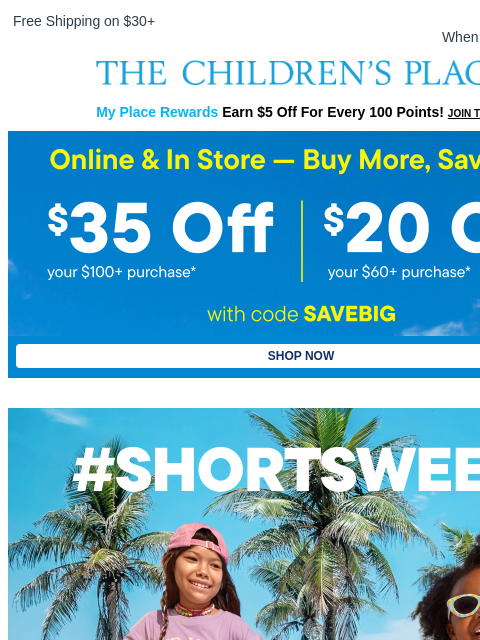 childrensplace newsletter: $9.99 & Up Summer’s Best Jean Shorts