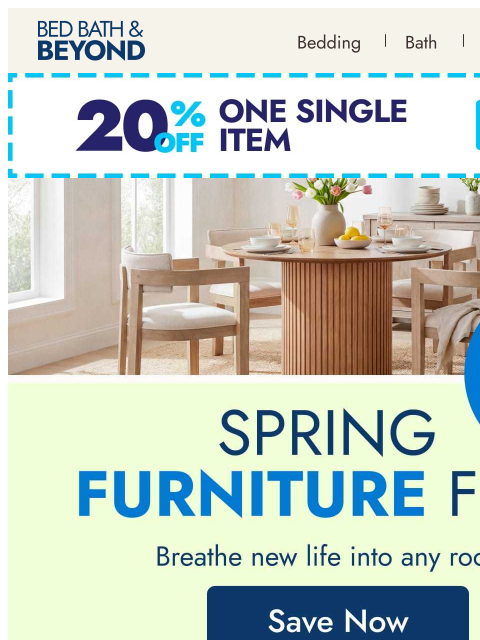 bedbathandbeyond newsletter: Spring Furniture Fest starts now 🌱