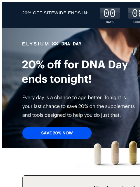 elysiumhealth newsletter: ⌛ LAST CHANCE to save 20% sitewide