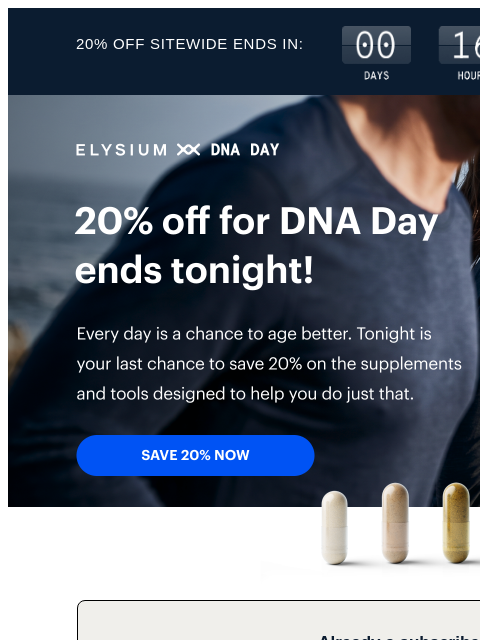 elysiumhealth newsletter: Final hours: 20% off sitewide ⏰