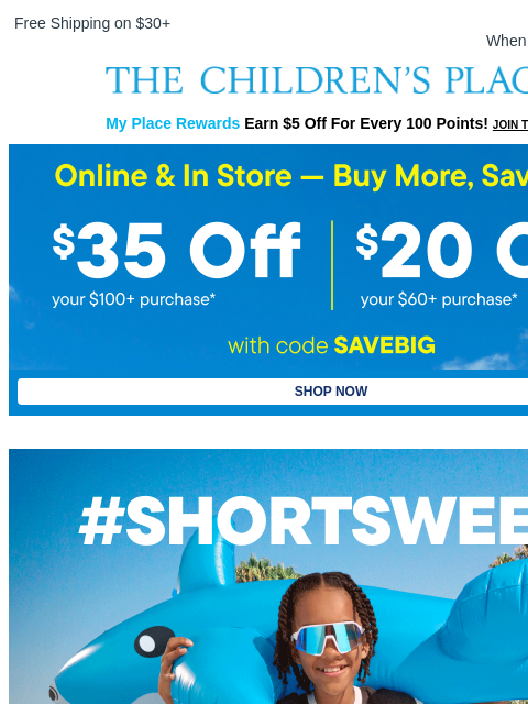 childrensplace newsletter: Reel In the Shorts Week Deals 🎣