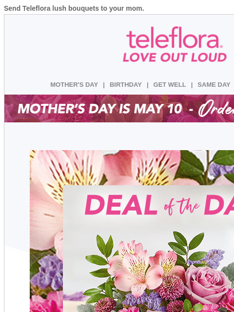 teleflora newsletter: Special Deal for Mom 💕 $15 Off Now