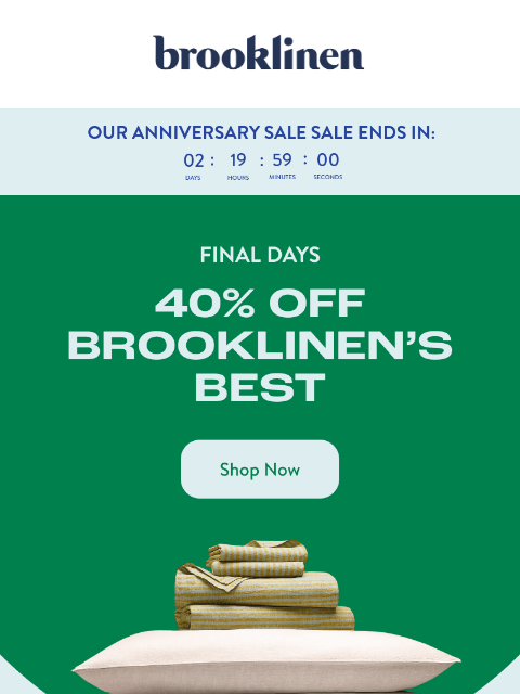brooklinen newsletter: Our Best Bundle Deals Are BACK — 40% OFF Ends Soon